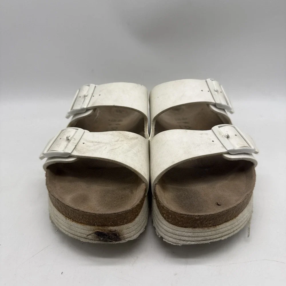 Papillio by Birkenstock Platform Sandals Women EU 40 White Leather Double Buckle